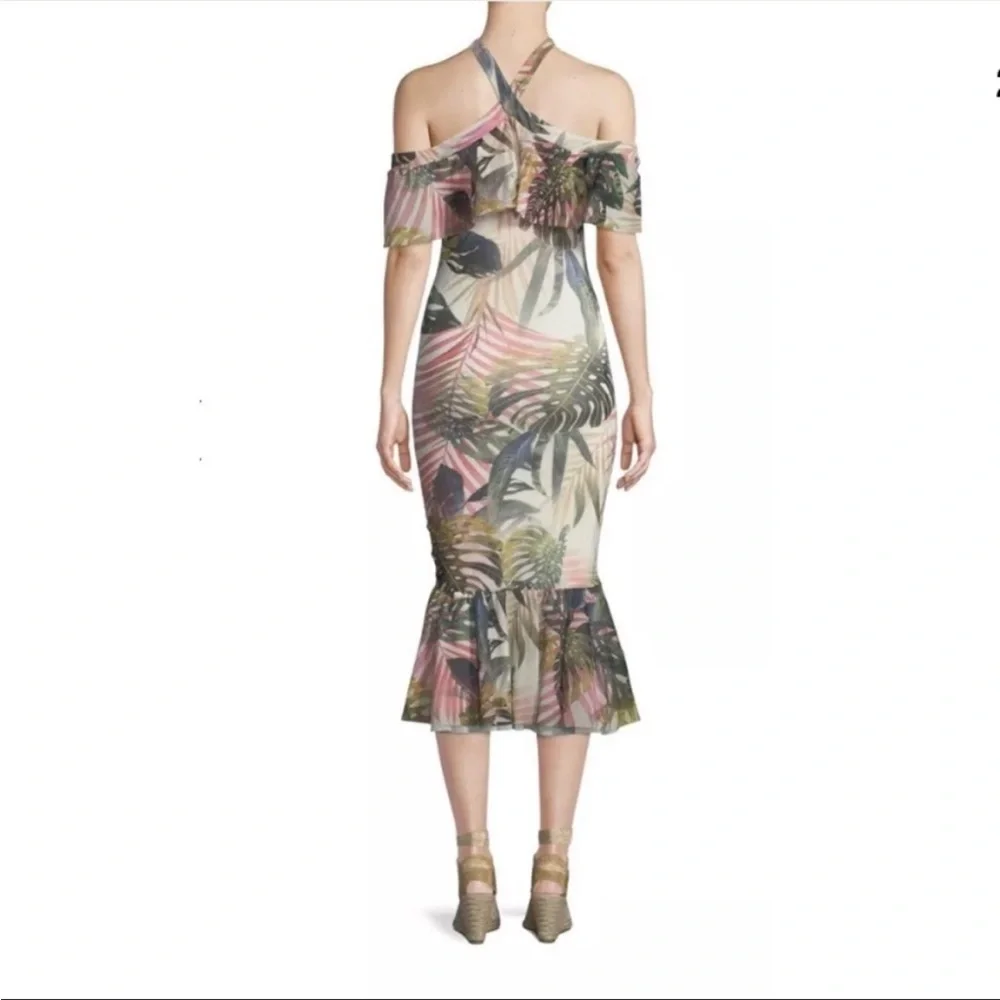 Fuzzi Jungle Print Mermaid Ruffle Sleeve Midi Dress - XS - Picture 2 of 8